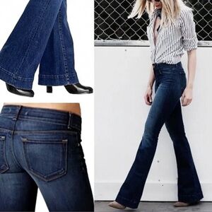 J Brand Denim Bell Bottom Low Rise Jeans Dark Wash Indigo Size 25 Made In USA 🇺🇸